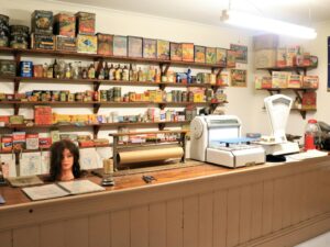 The grocery store was the at the centre of town selling everythind the housewife could want.