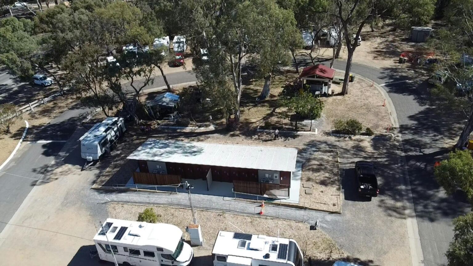 Warracknabeal Caravan Park aerial view.