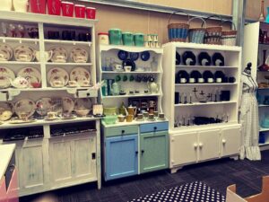 Three cabinets of vintage and retro china
