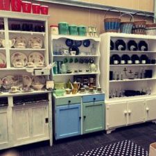 Three cabinets of vintage and retro china