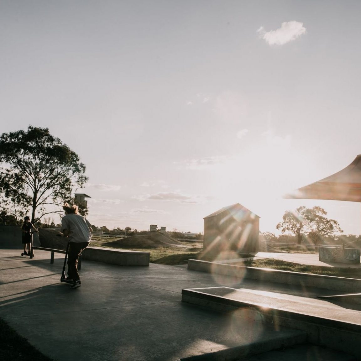 Image of two people on scooters at Horsham Skate Park