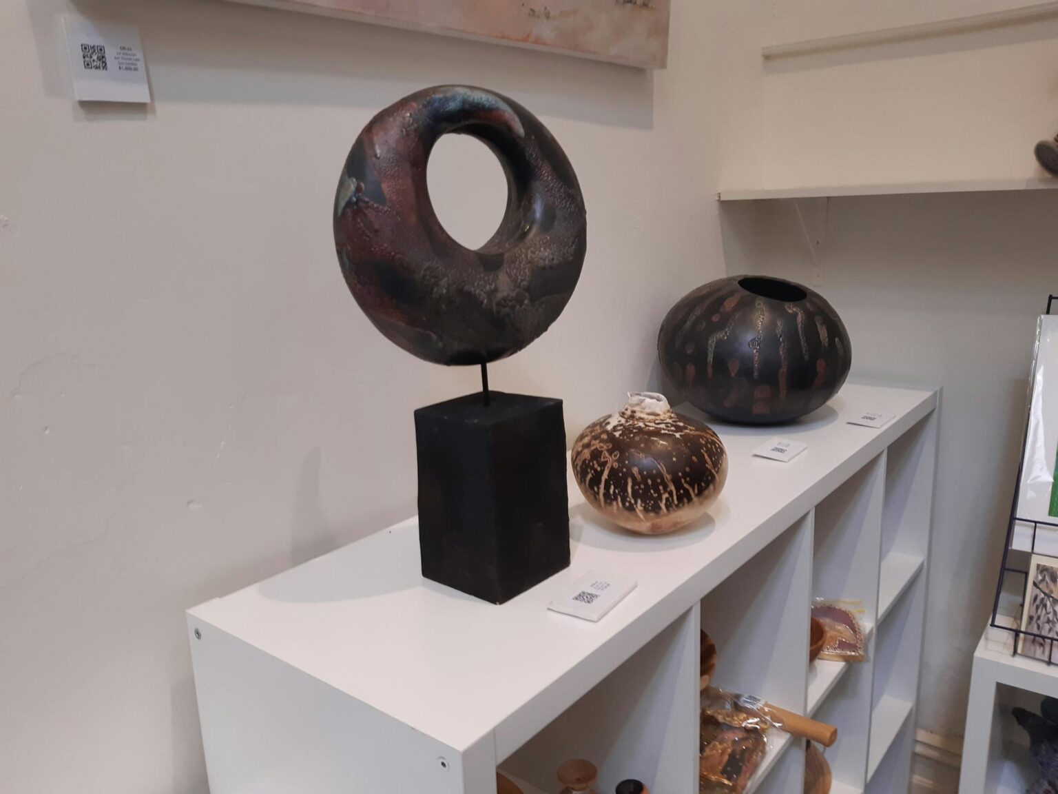 Artwork on display on a table