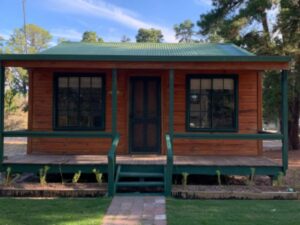 Exterior of a log cabin