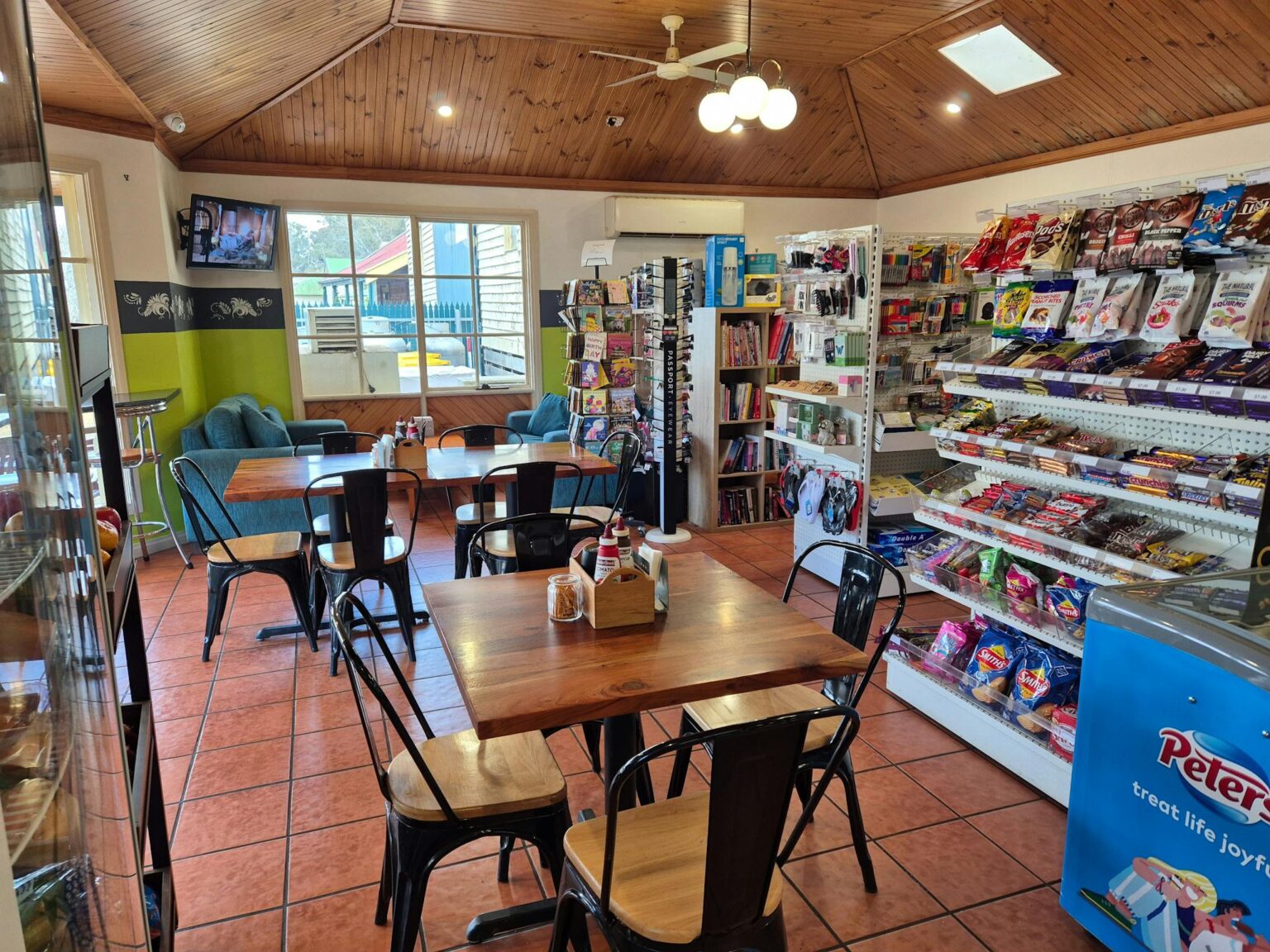 exterior of a country cafe in Harrow with tables